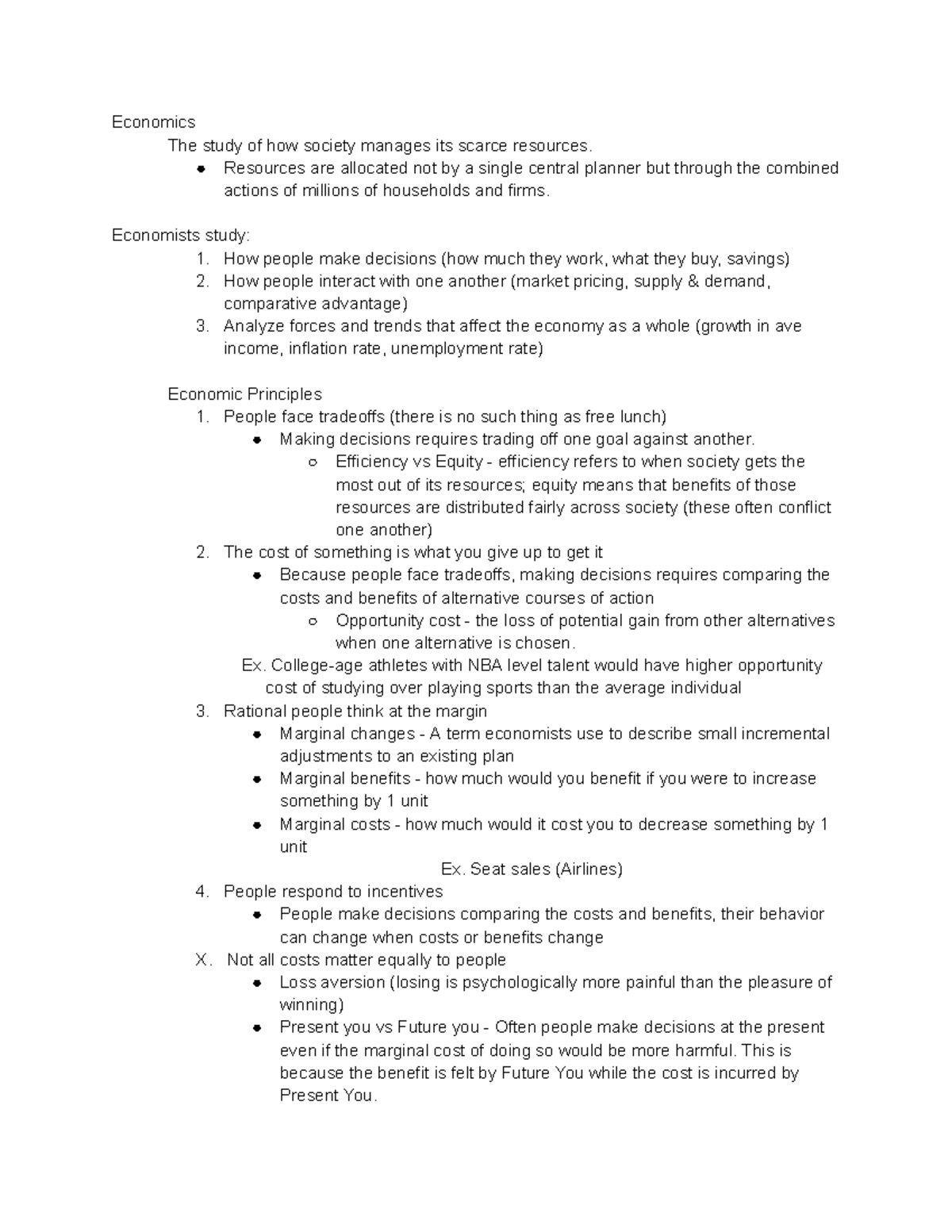 FDNECON Lecture Notes - Economics The study of how society manages its ...