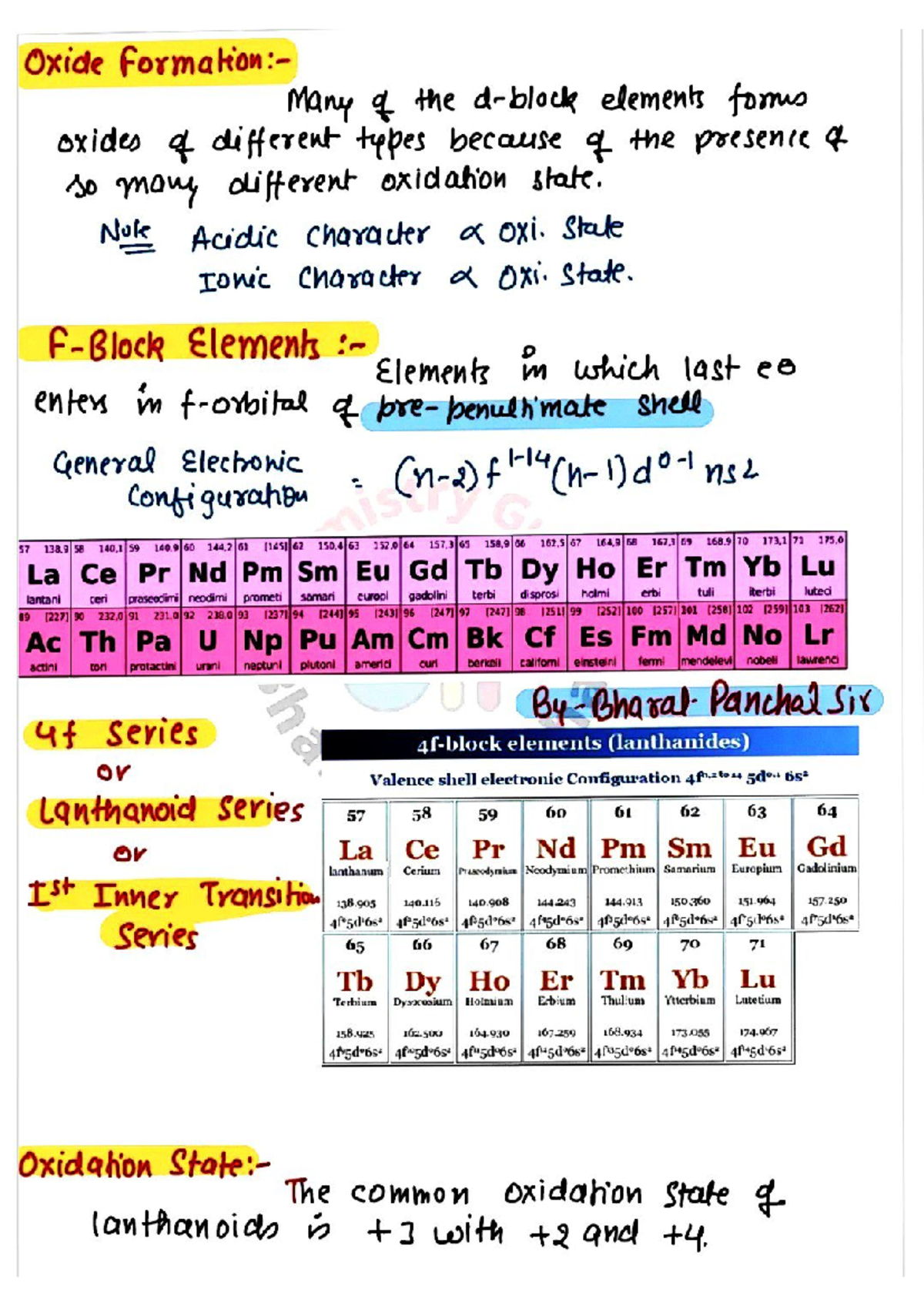 F Block Elements: Lanthanides and Actinides Overview (Chem 4Ph) - Studocu
