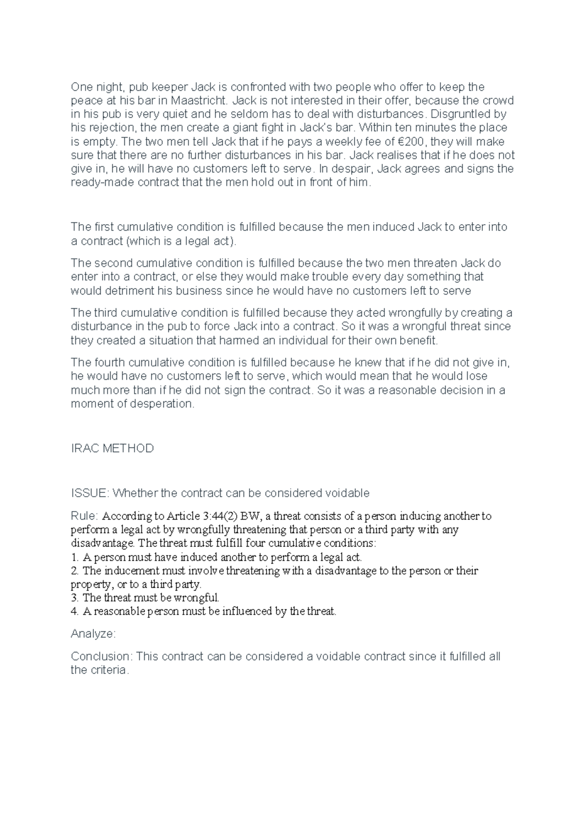 Legal Analysis: Contractual Coercion and Embezzlement Scenarios - Law ...