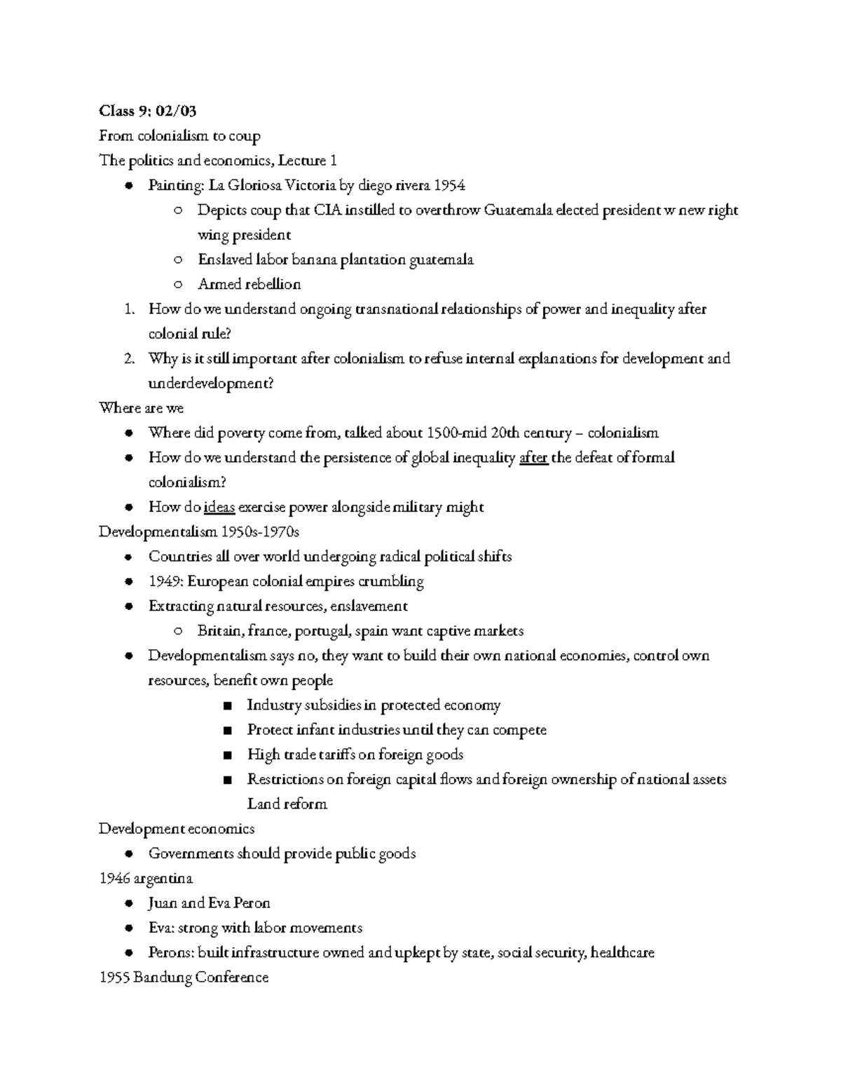 Intl Dv 1: Colonialism to Coup - Lecture 1 Notes on Power & Inequality ...