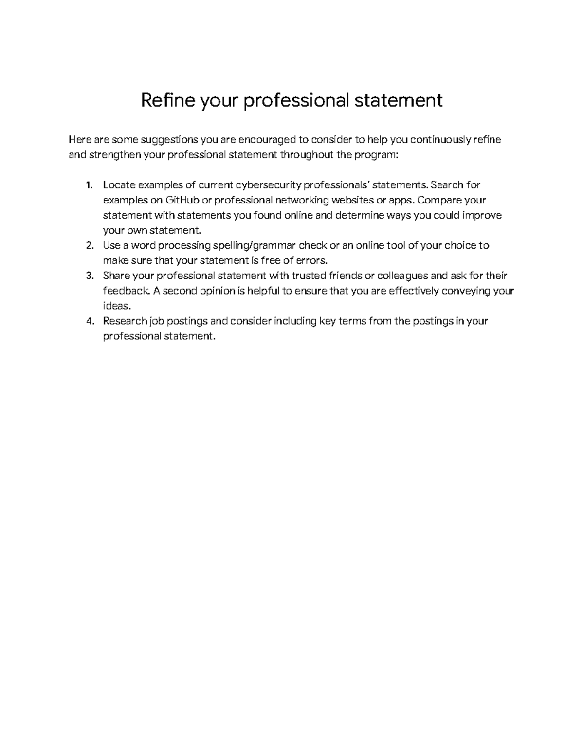 Refining Your Professional Statement: Tips for Cybersecurity Success ...