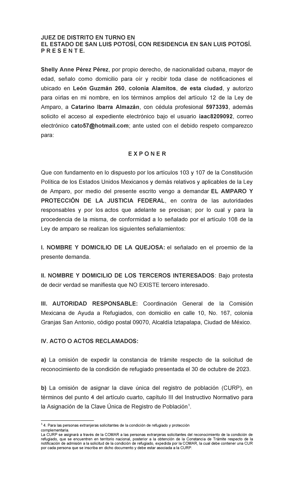Demanda de Amparo - Protección de Justicia Federal en México - Studocu
