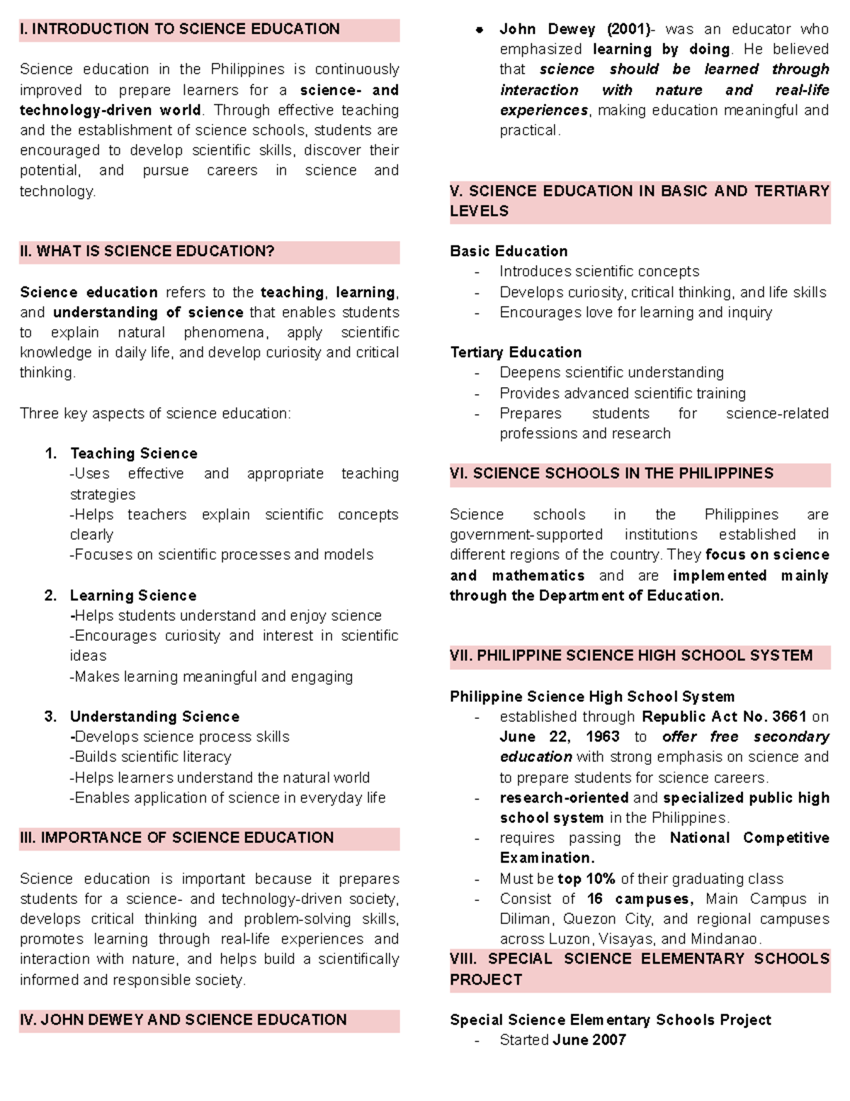 Science Education in the Philippines: An Overview and Insights - Studocu