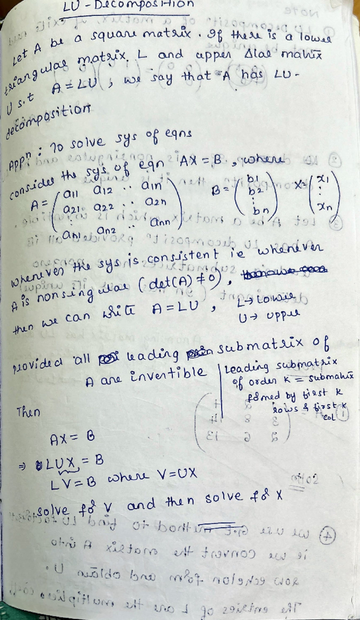 LU Decomposition Notes and Examples for Math Course 101 - Studocu