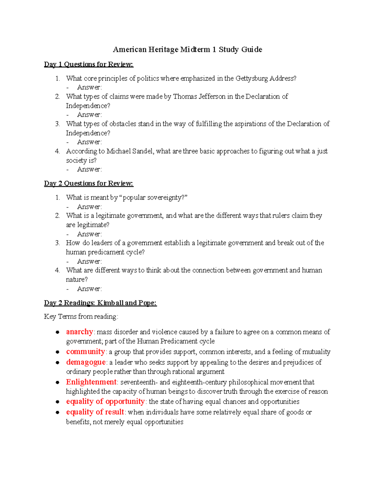 American Heritage Midterm 1 Exam Study Notes and Key Concepts - Studocu