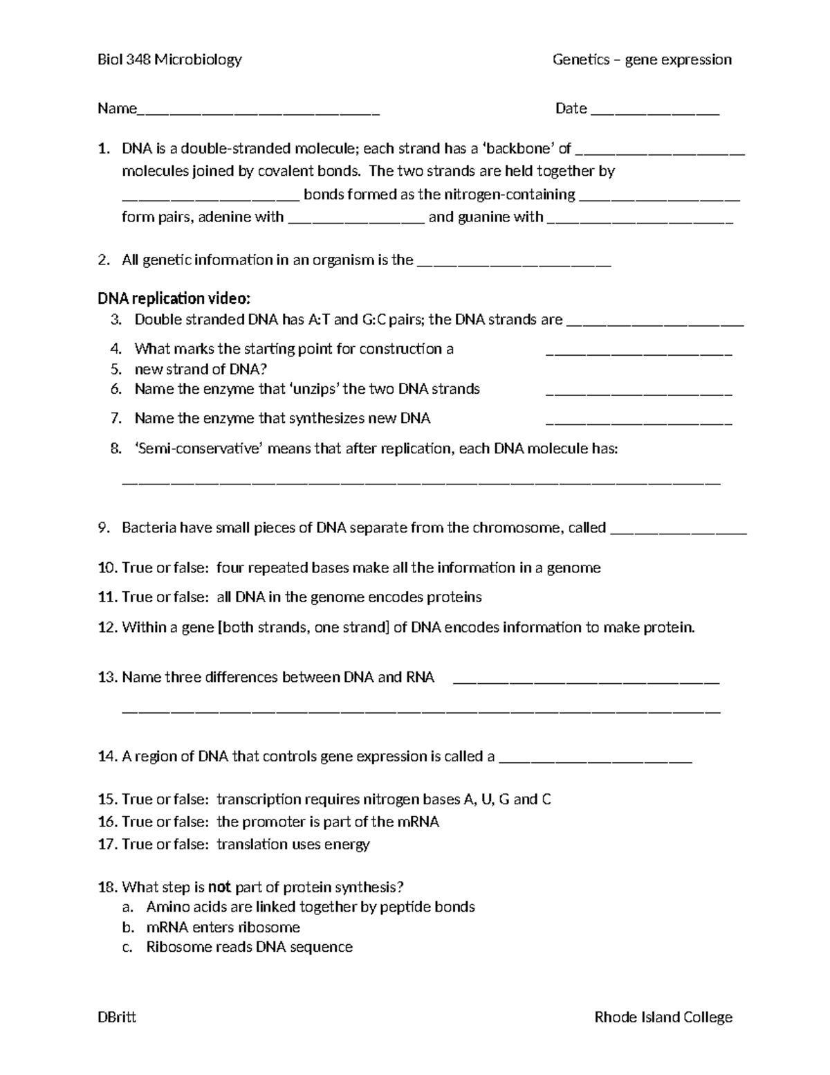 Biol 348 Final Exam Notes: Gene Expression & Genetics Overview - Studocu