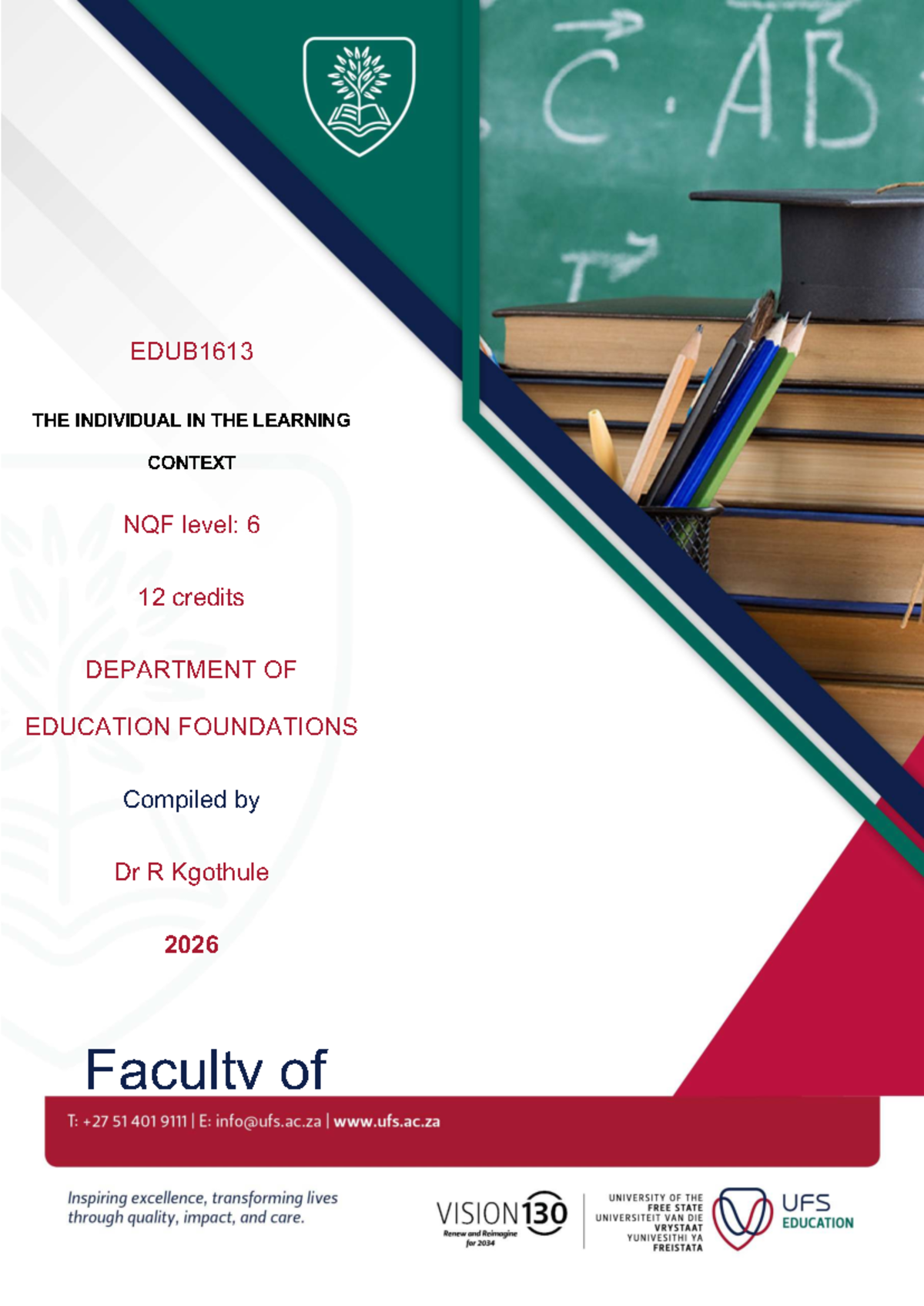 EDUB1613 Module Guide: Understanding Identity in Education Contexts ...