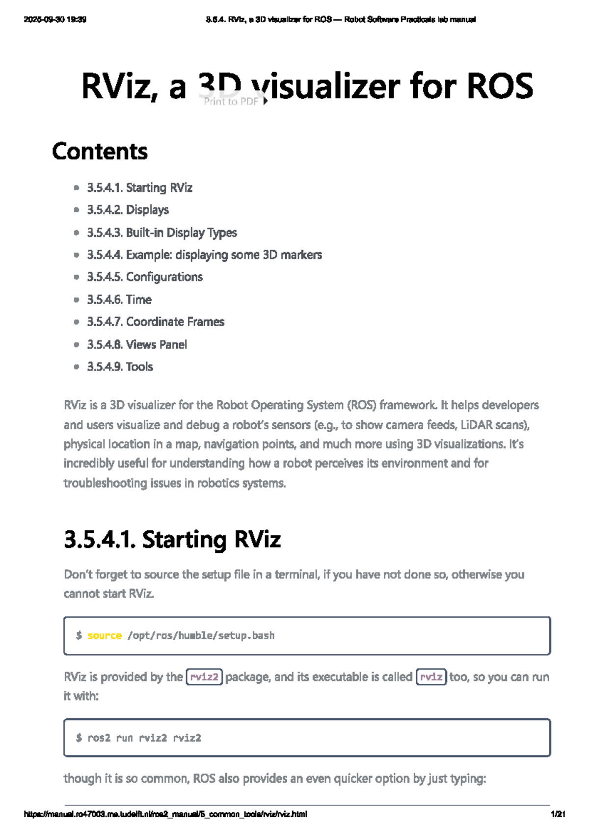 RViz 3D Visualizer for ROS: Practical Lab Manual (19:39) - Studeersnel
