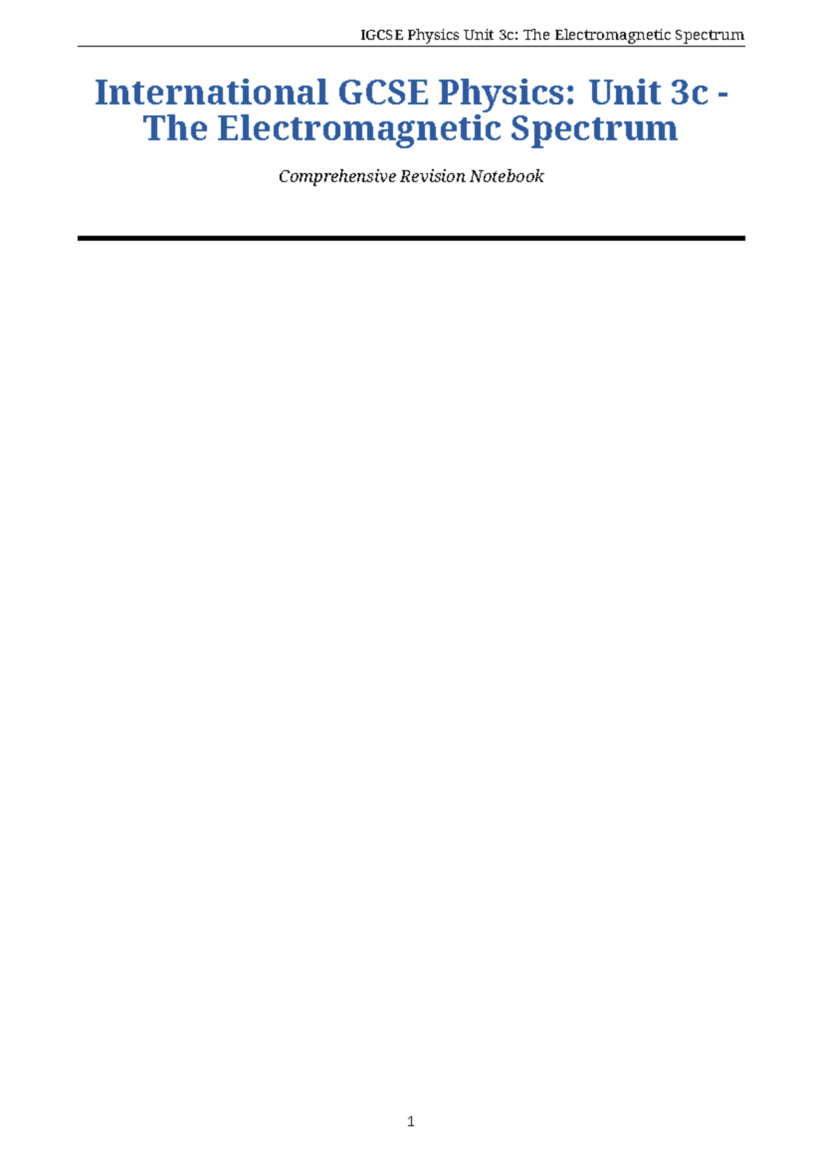 IGCSE Physics Unit 3c: Comprehensive Notes on the Electromagnetic ...