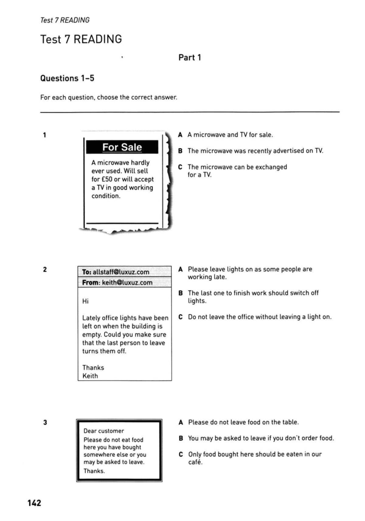 Collins for B1 Preliminary: Test 7 Reading Questions and Answers - Studocu