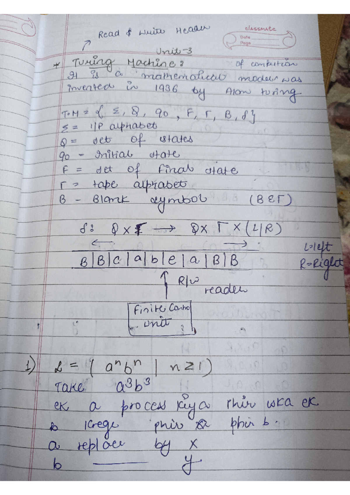 TOC UNIT 3: Turing Machine Concepts and Computation Notes - Studocu