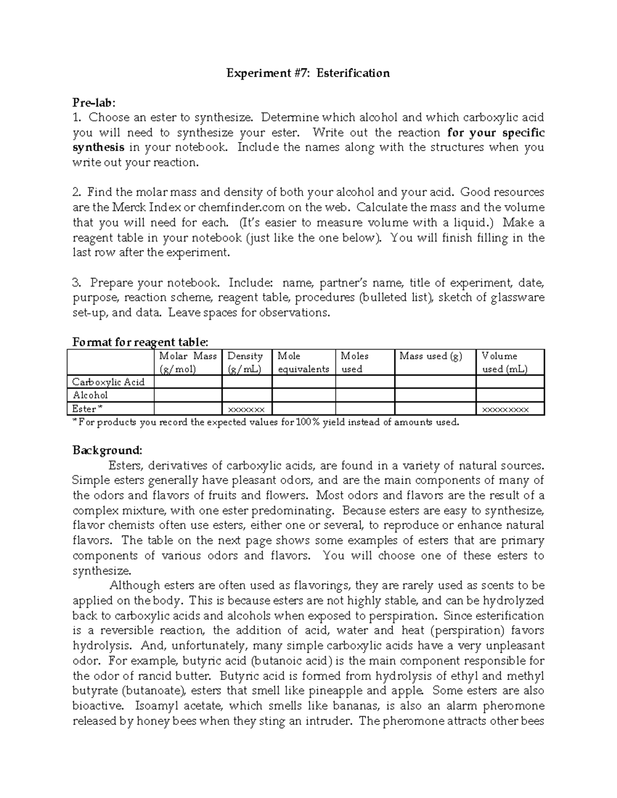 Experiment 7: Esterification Lab Procedure and Analysis - Studocu