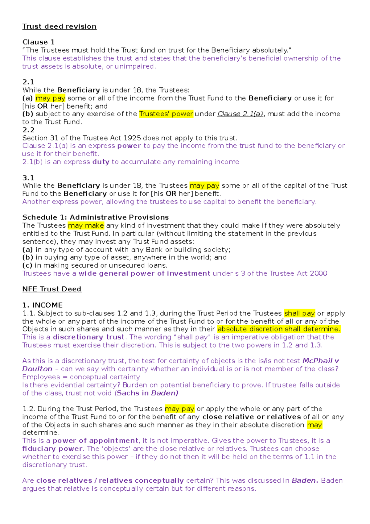 Trust Deed Revision: Key Clauses and Provisions Explained - Studocu