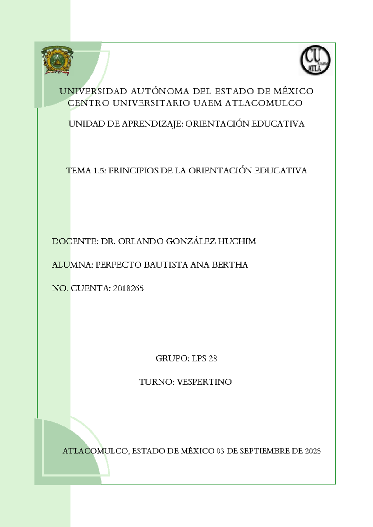 Principios de la Orientación Educativa - LPS 28 - Studocu