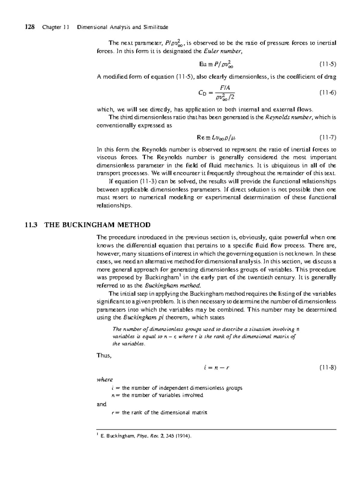 128 Chapter 11: Dimensional Analysis and the Buckingham Method - Studocu
