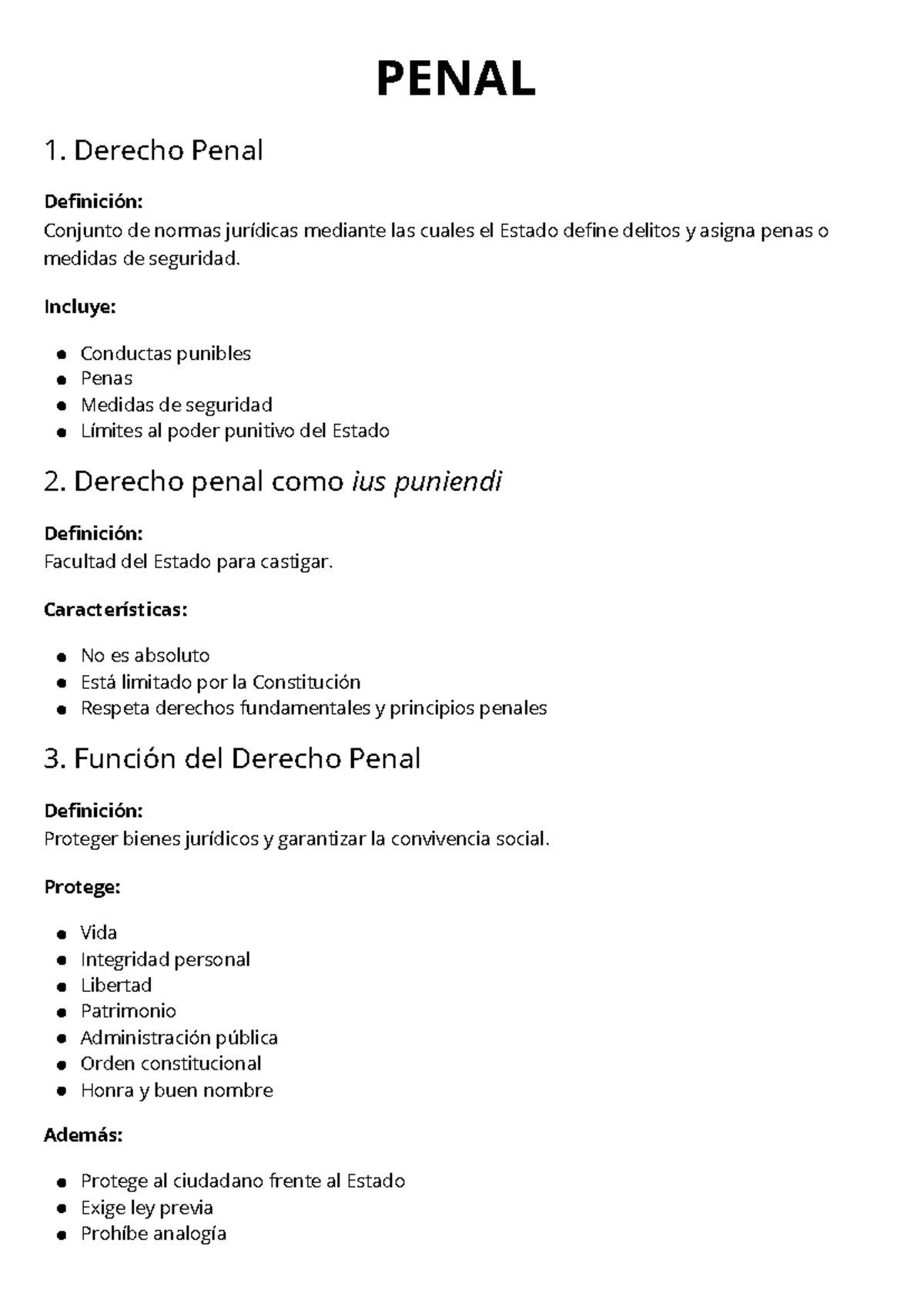 PENAL 1. Resumen de Derecho Penal: Conceptos y Principios Clave - Studocu