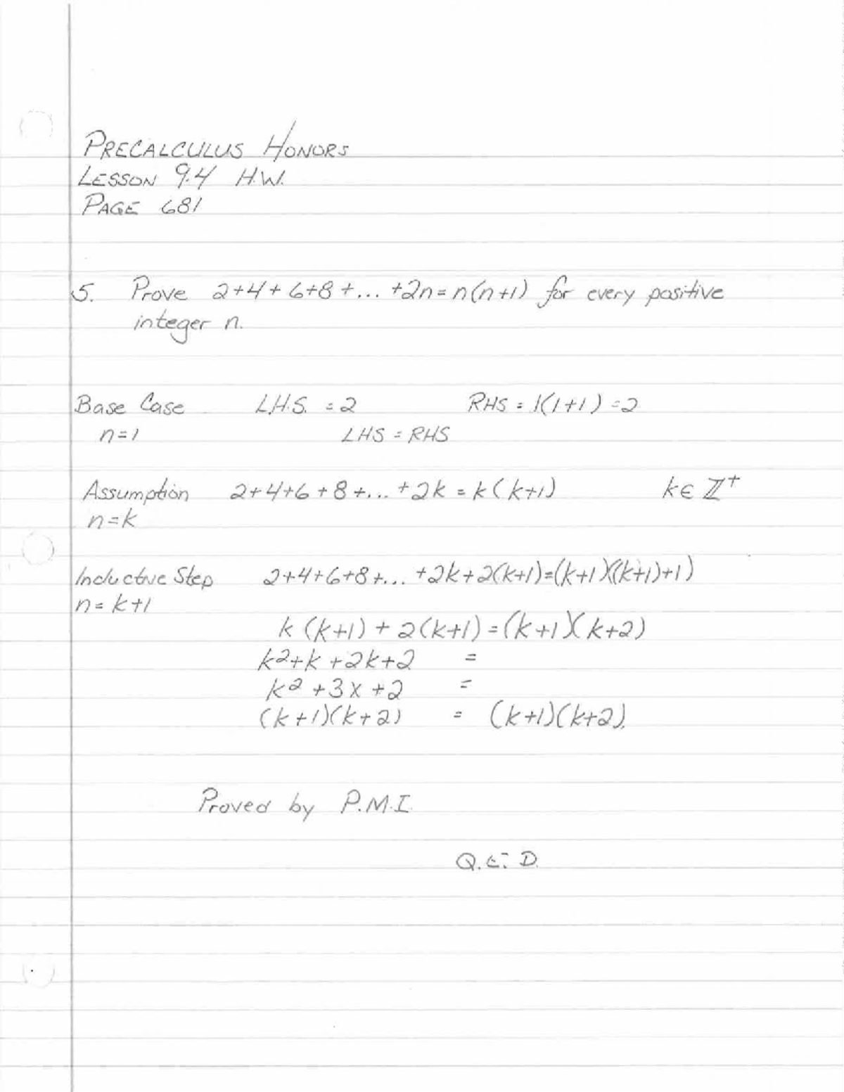 Precalculus H lesson 9.4 HW day 1 part 1 - PRECALCULUS HONORS LESSON 9 ...