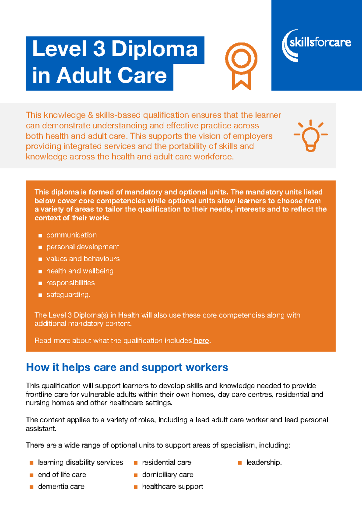 Level 3 Diploma in Adult Care overview - Level 3 Diploma in Adult Care ...