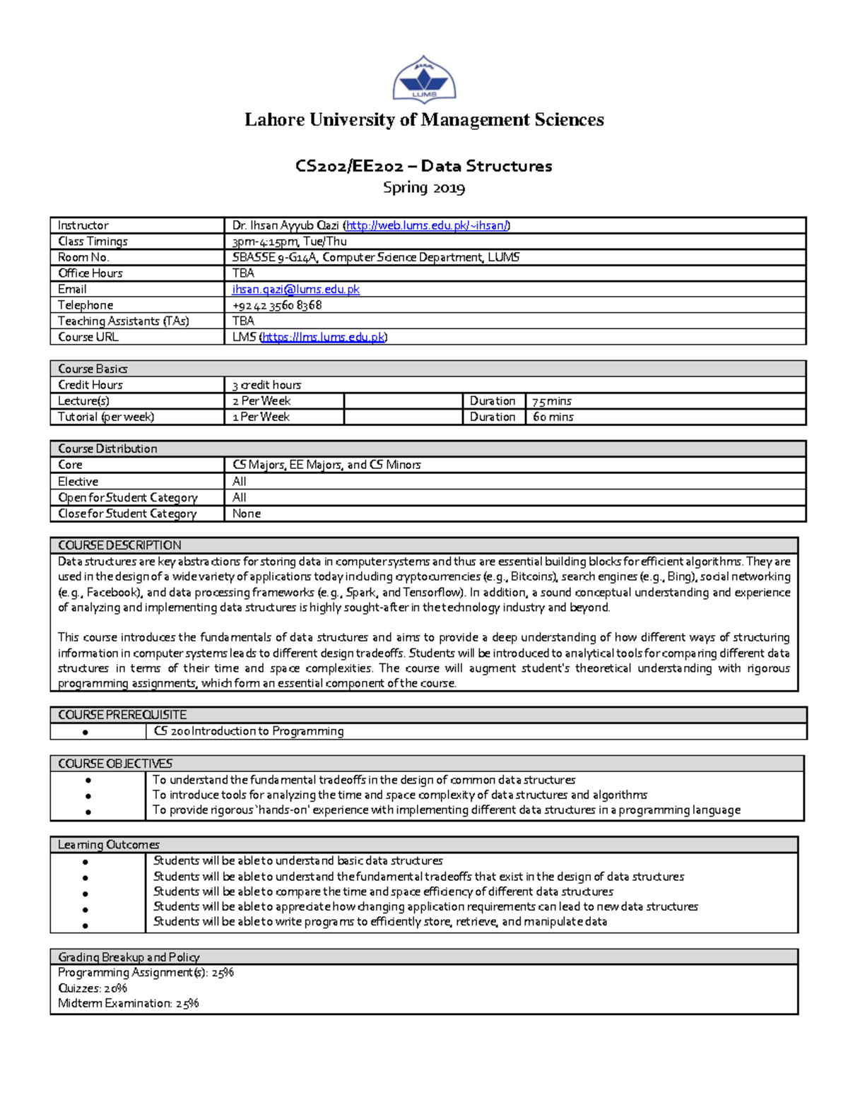 Data Structures CS 202 - Course Overview and Details - Studocu