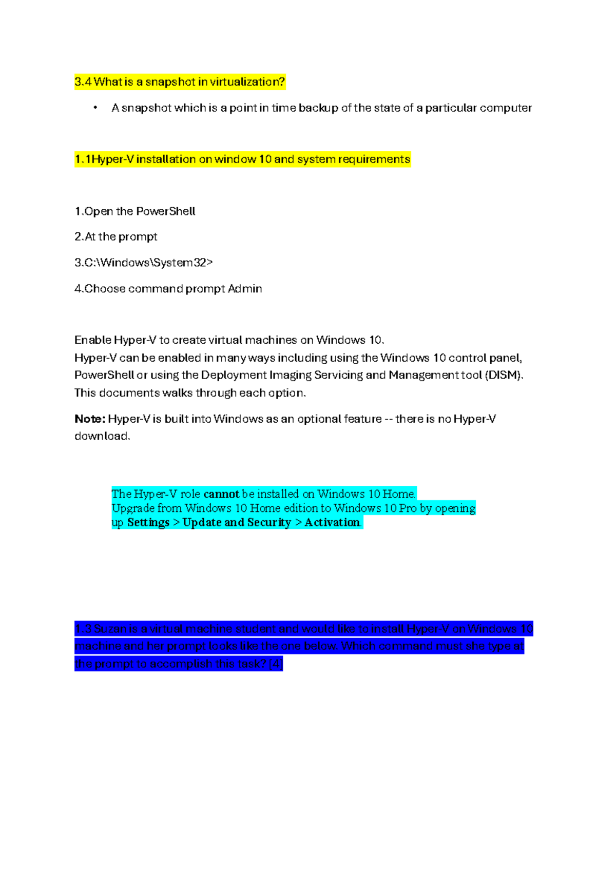 Virtual Machine Management: Snapshots and Installation Guide (FA2 ...