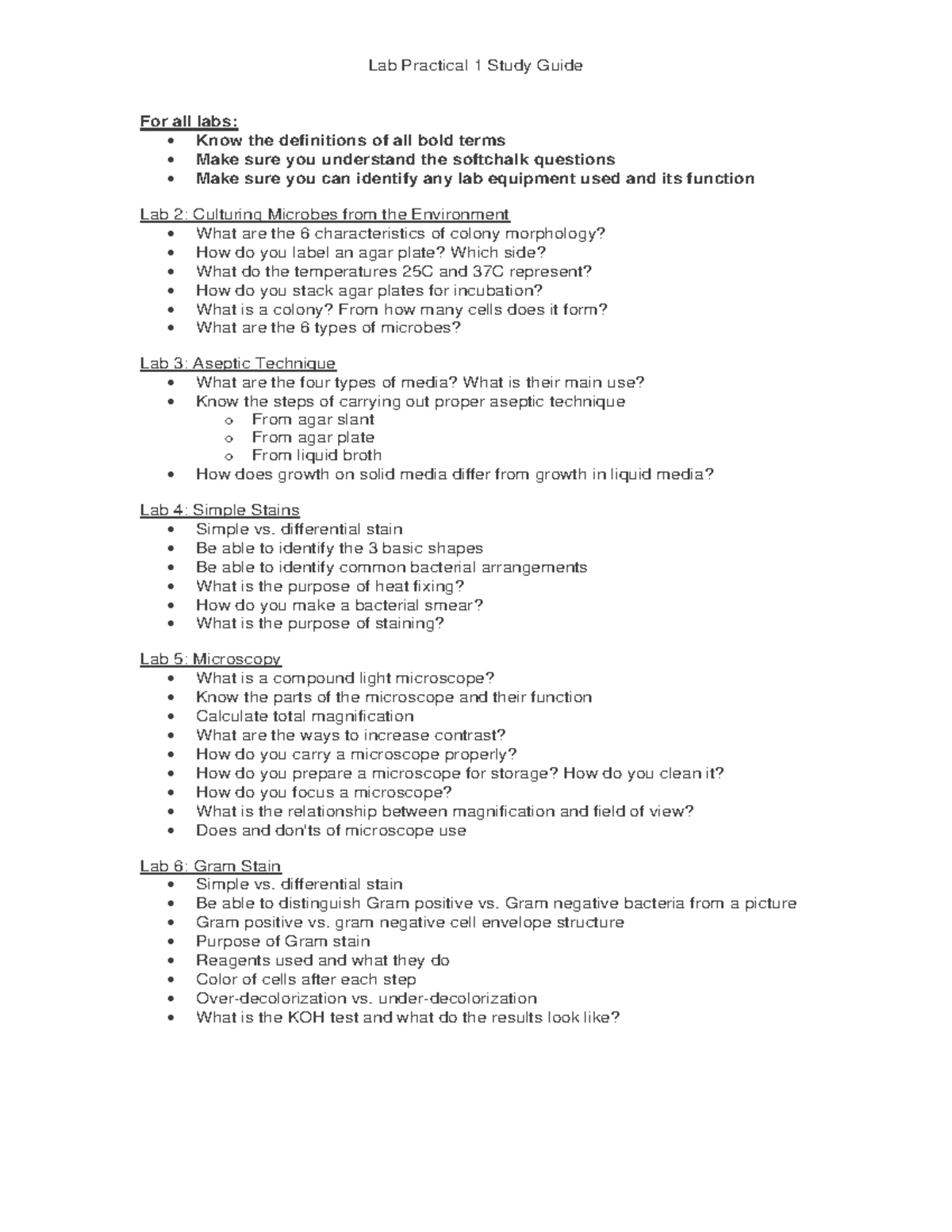 Lab 1-5: Microbiology Practical Guide - Aseptic Techniques & Microscopy ...