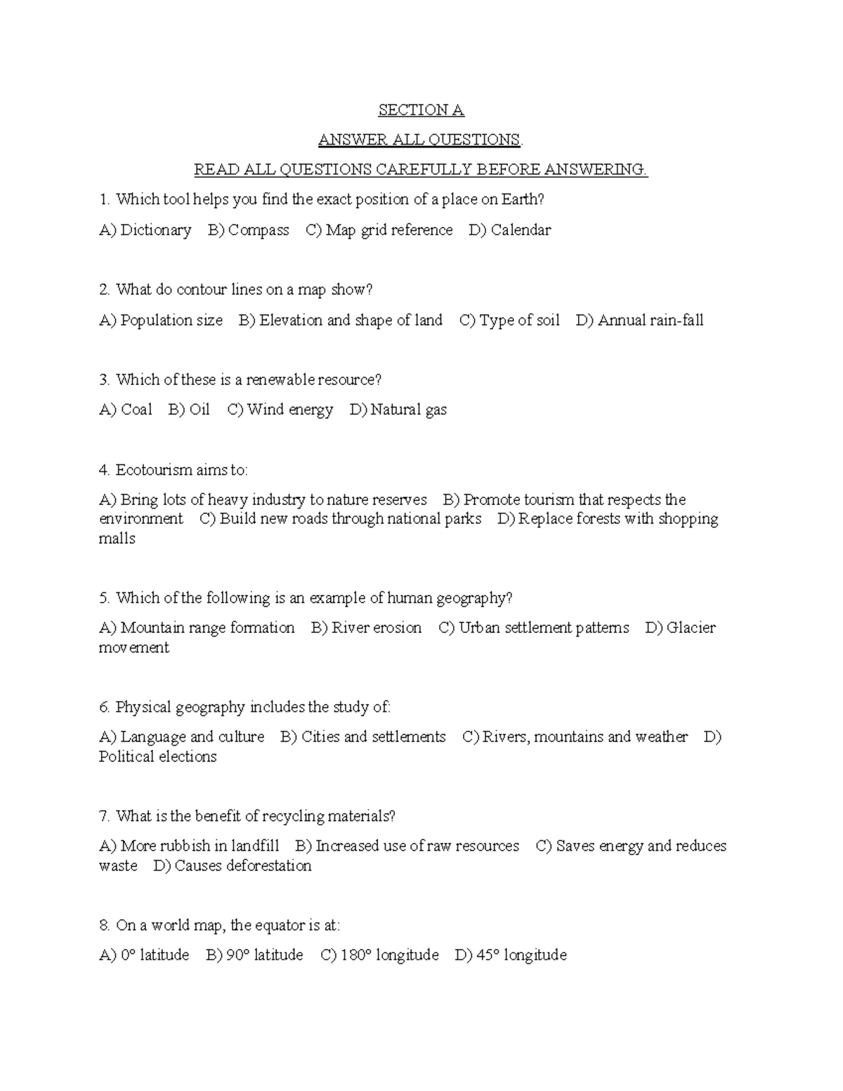 Geography Questions P - Lesson Review and Practice - Studocu