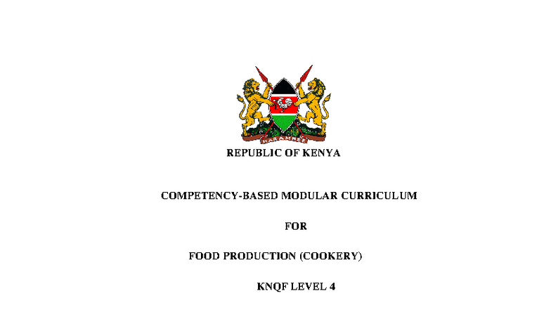 Modular Curriculum for Food Production (Cookery) Level 4 - ISCED ...