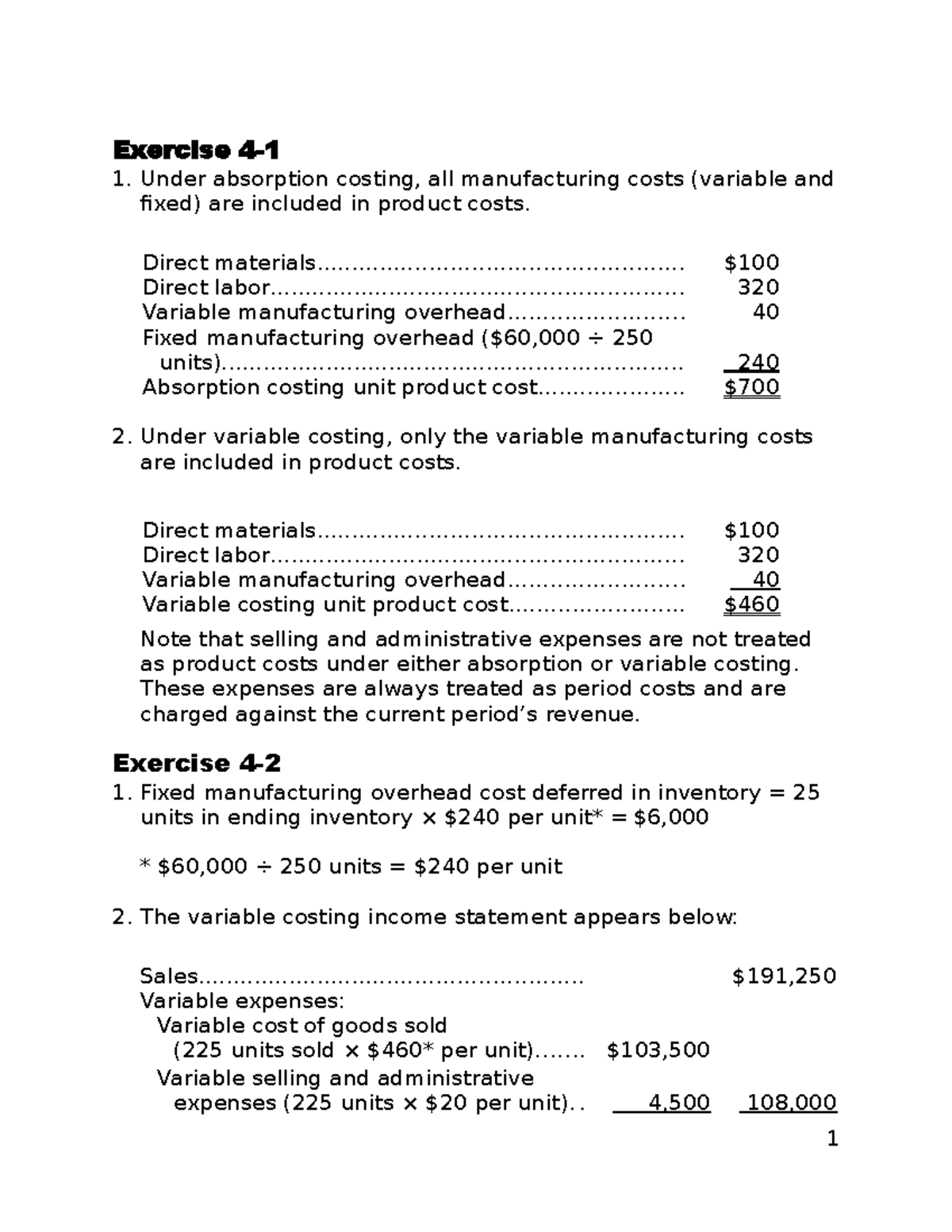 Solutions - Chapter 4 - Accounting Exam 2 Exercises on Costing Methods ...