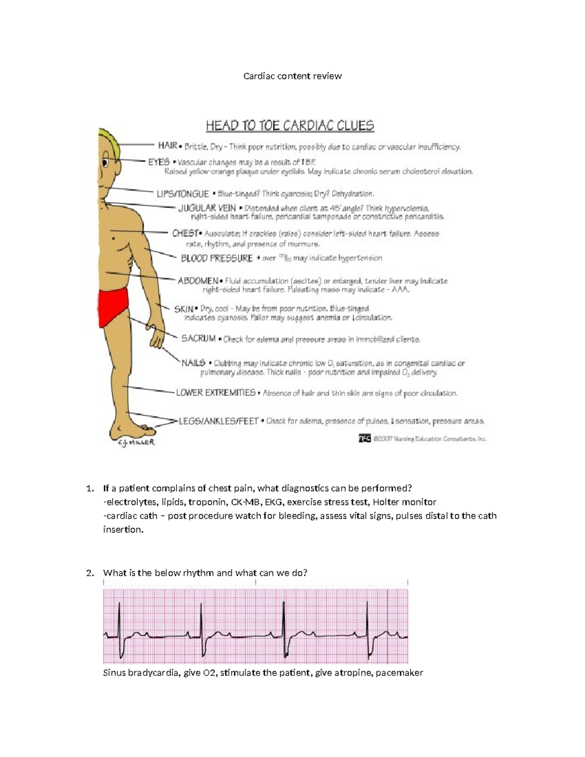 Cardiac Review Guide: Key Concepts and Treatment Strategies - Studocu