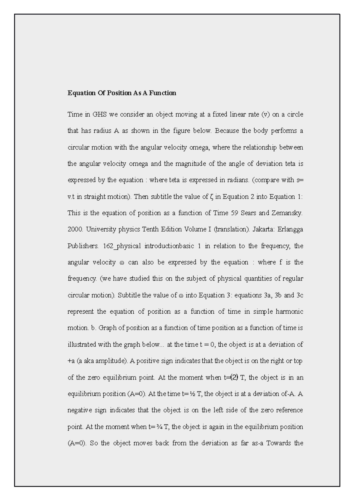 College Document - Equation Of Position As A Function - Equation Of ...