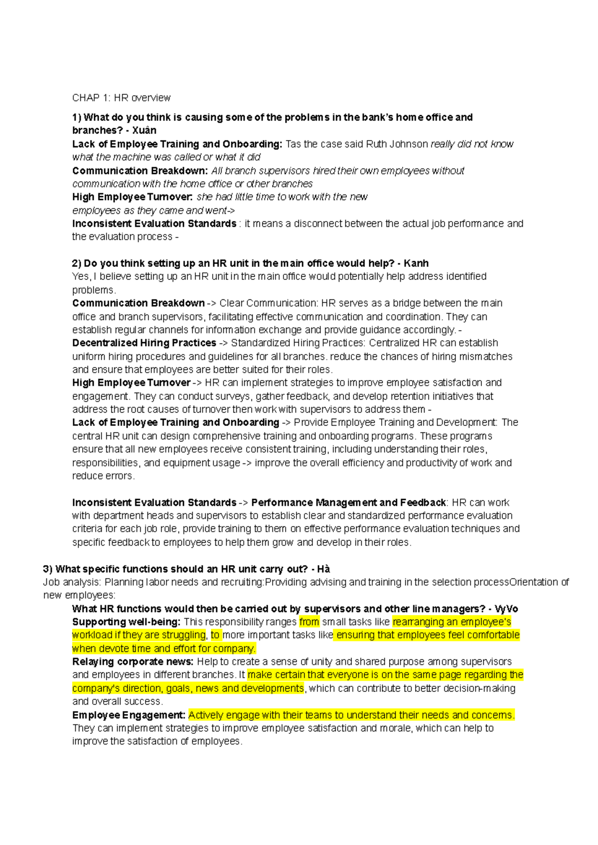 HRM Case Study: Addressing Challenges and Building Solutions - Studocu