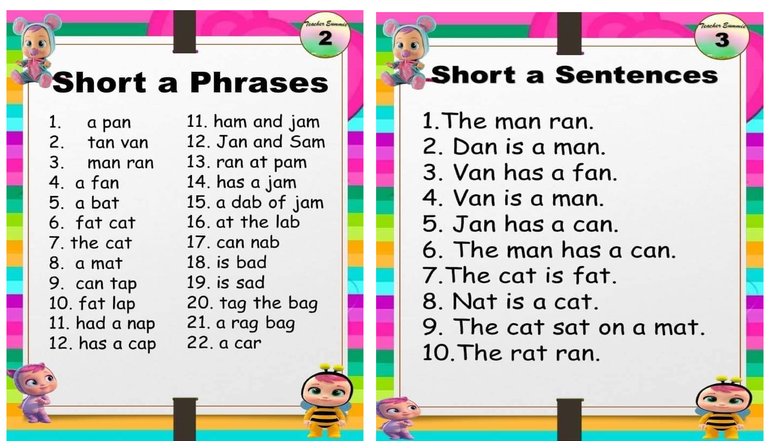 Joycee - lesoooo - ) 3 a Phrases a Sentences 1. apan 11. ham and jam 1 ...
