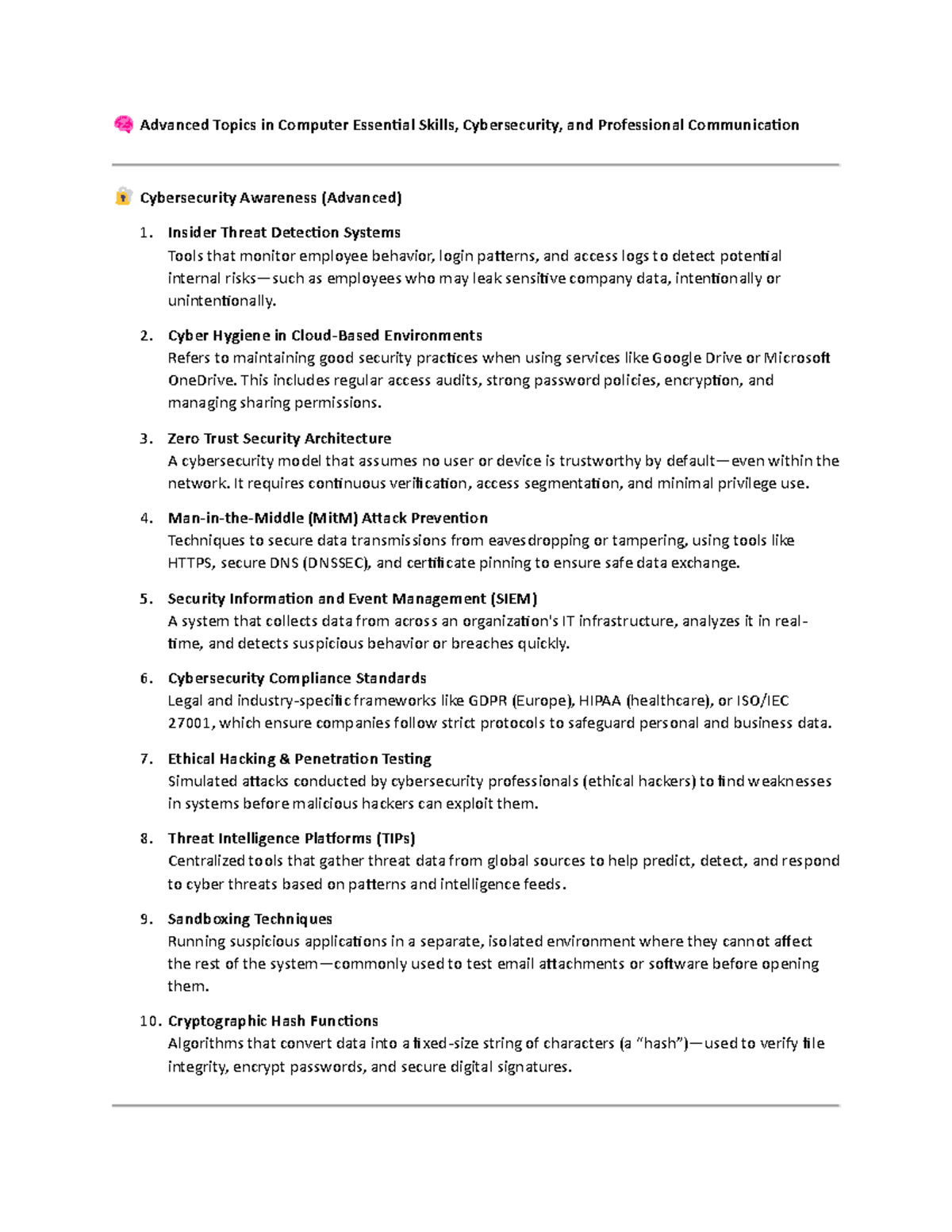 Advanced Topics in Computer Essential Skills: Cybersecurity ...