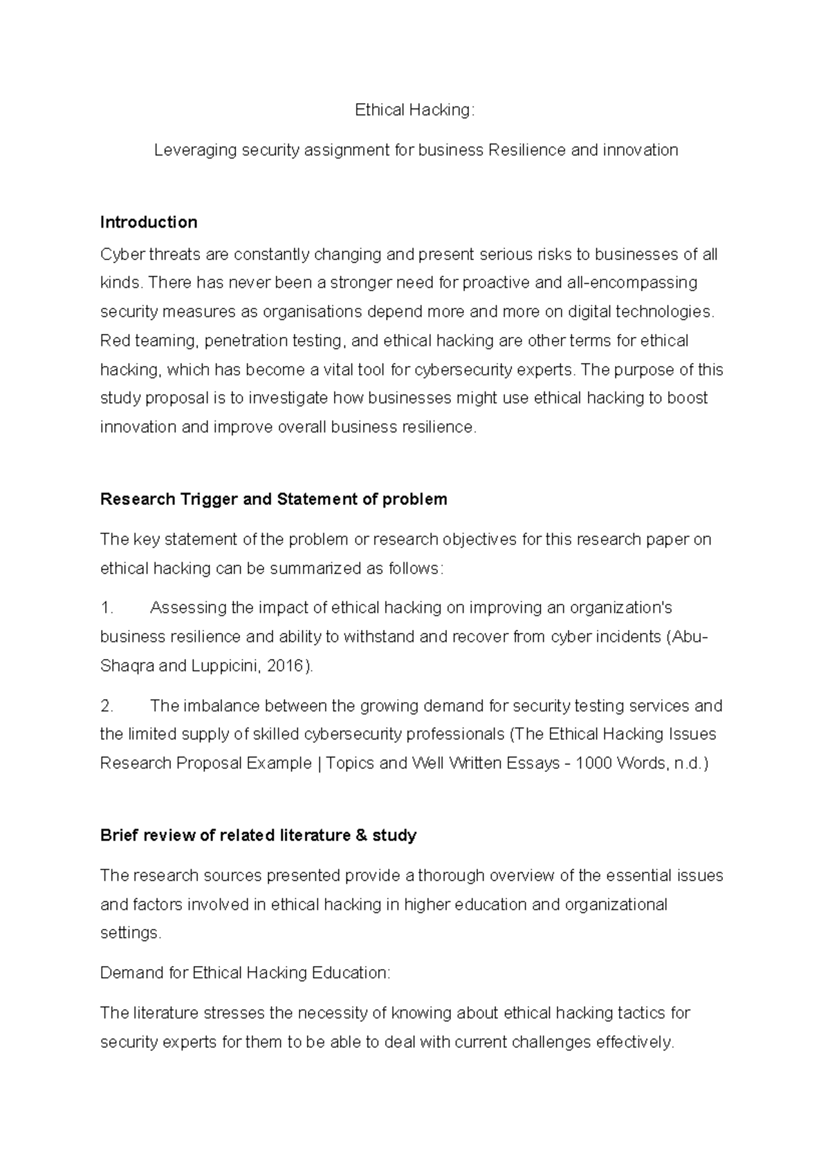 Ethical Hacking (Final Report): Enhancing Business Resilience ...