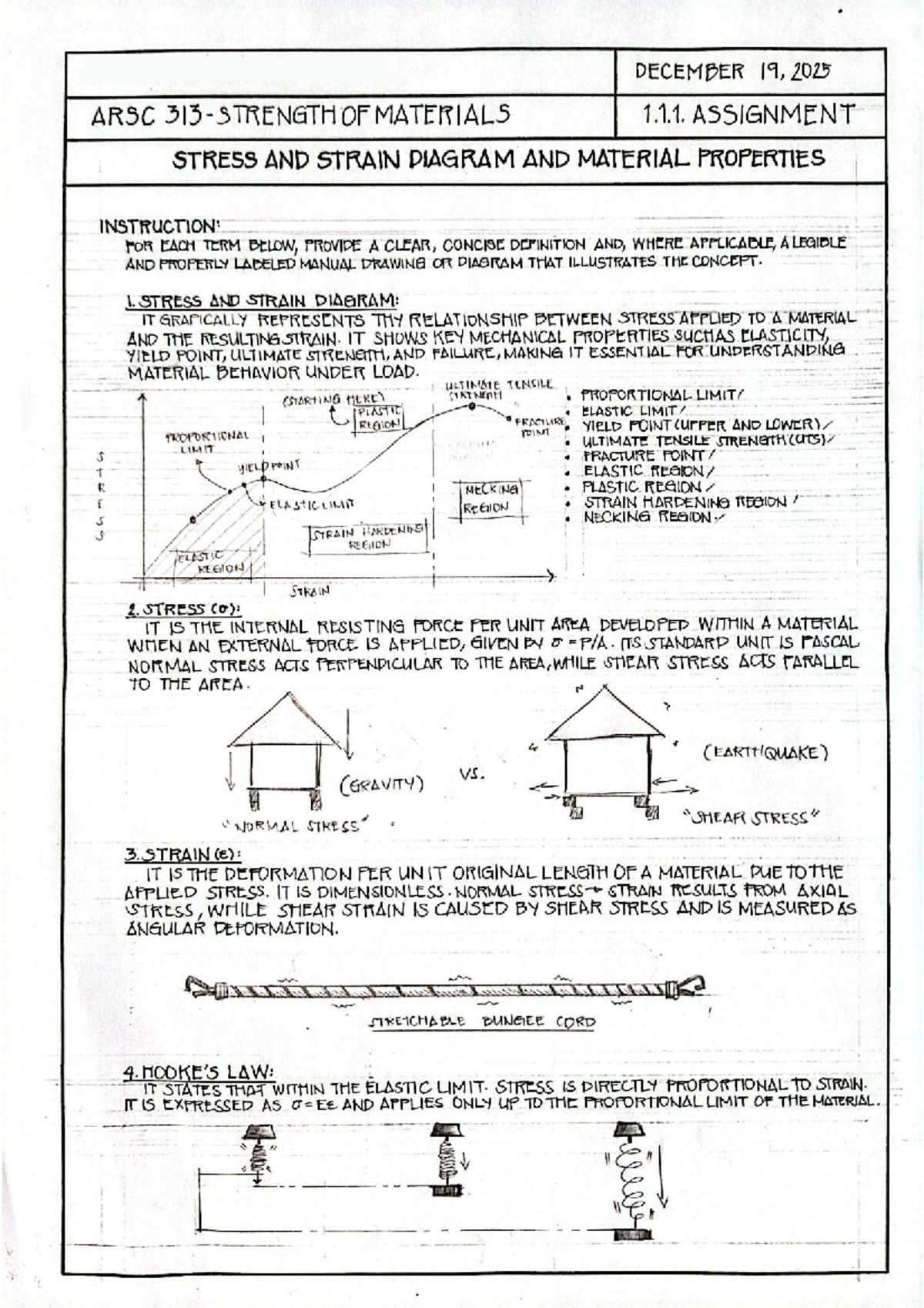 ARSC 313 Final Assignment: Stress & Strain Diagrams and Material ...