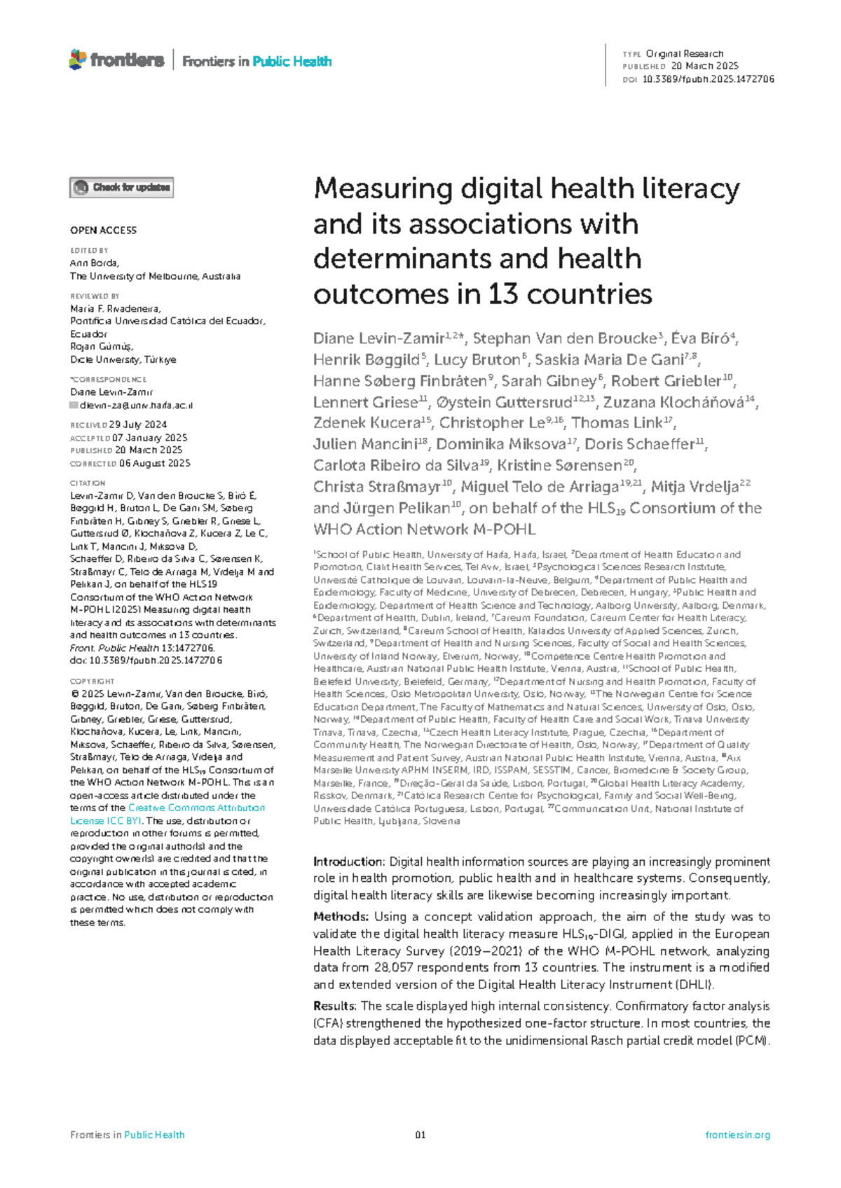 Measuring Digital Health Literacy: Insights from HLS19 Consortium - Studocu