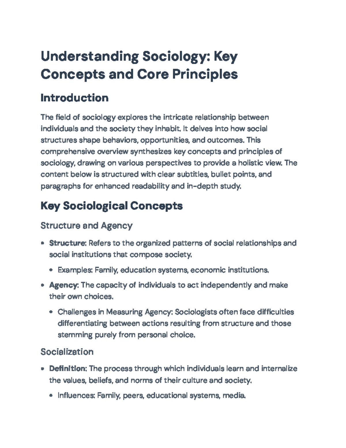 Understanding Sociology: Key Concepts and Principles Overview ...