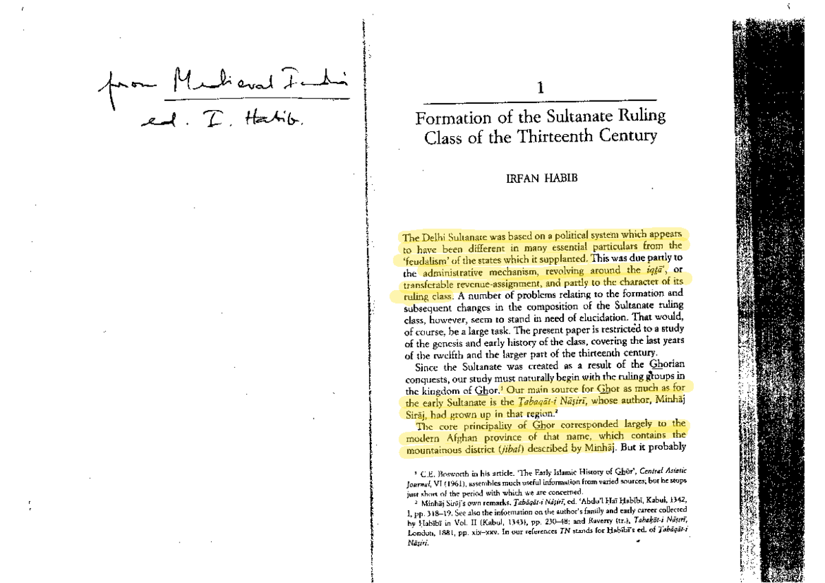 Irfan Habib: The Sultanate Ruling Class in Medieval India (1992) - Studocu