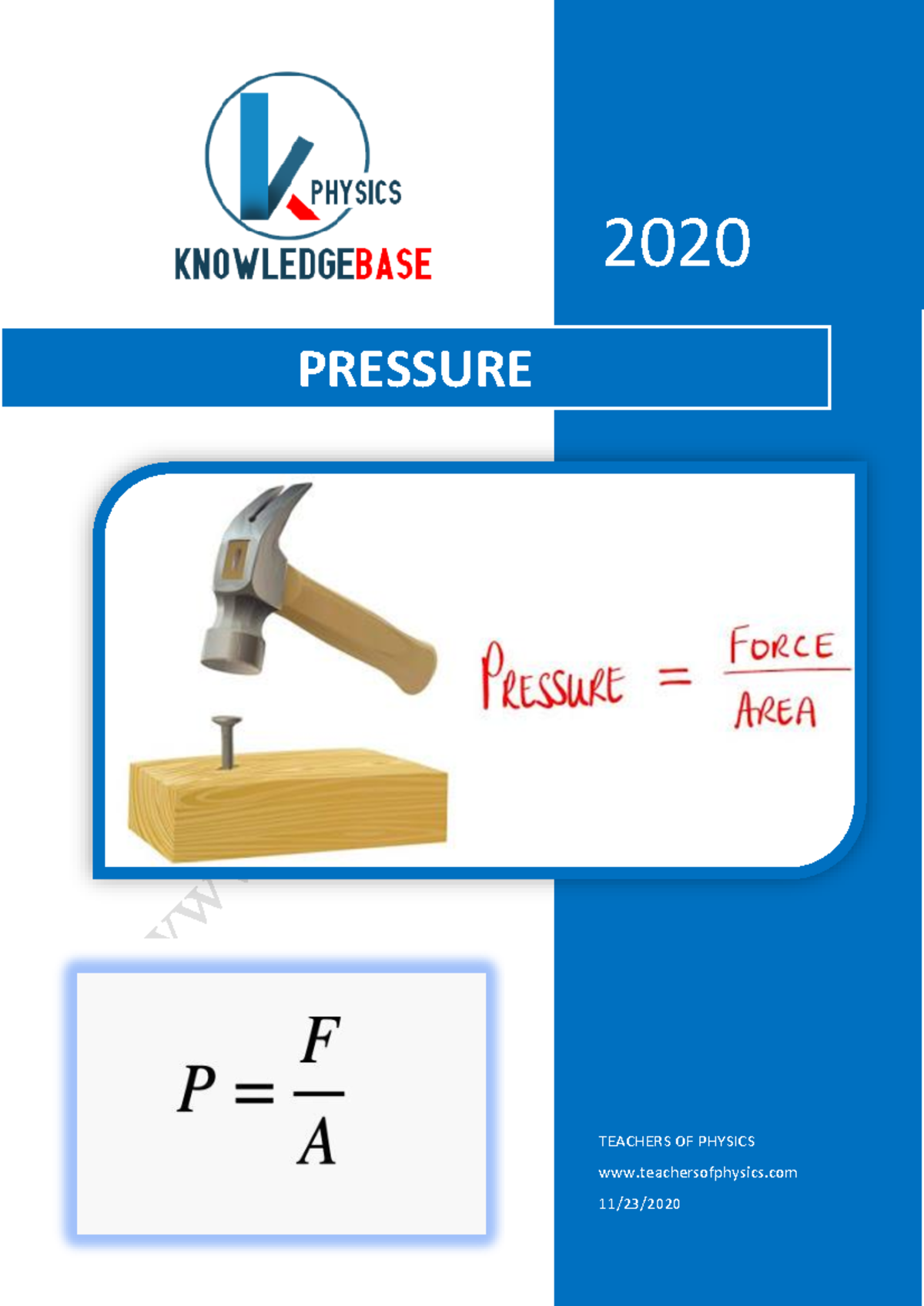 1.4 Pressure: Comprehensive Physics Notes on Solids & Fluids - Studocu
