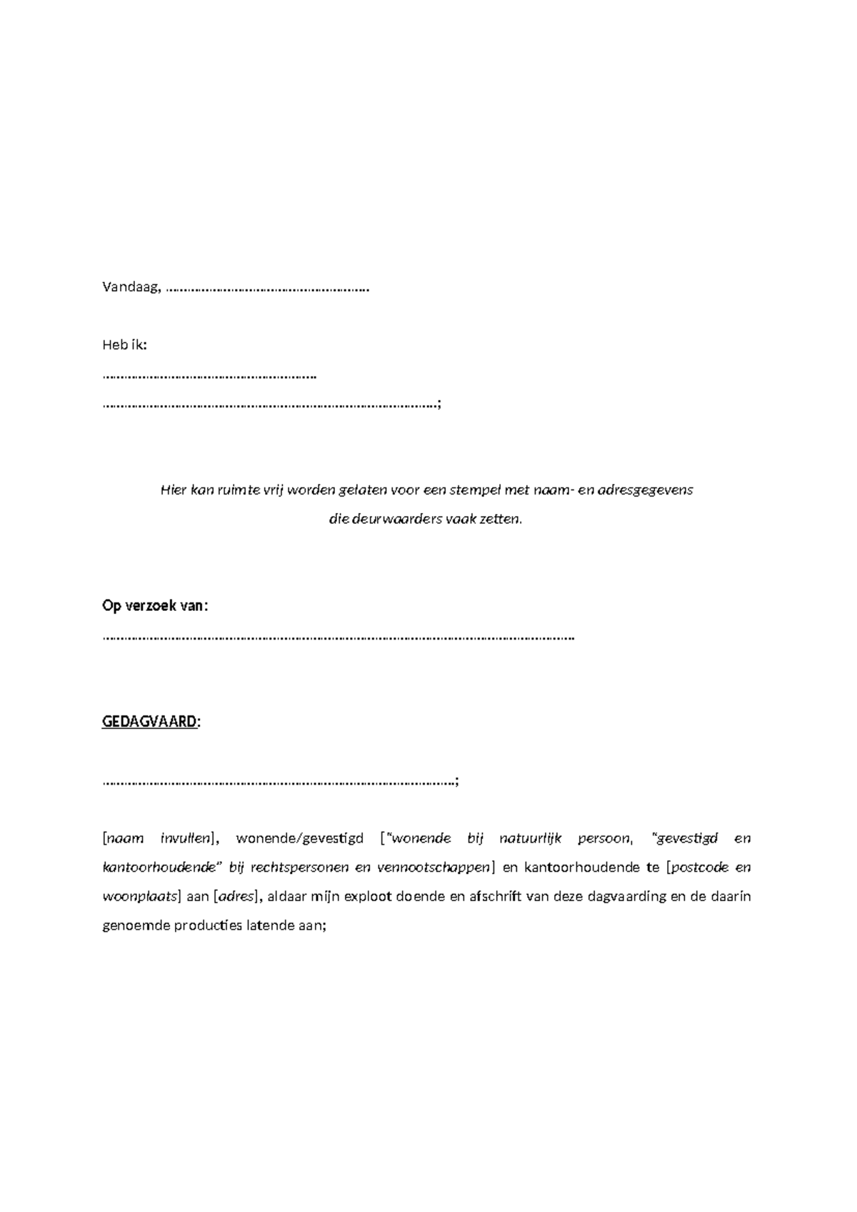Format van een Dagvaarding: Structuur en Essentiële Elementen - Studeersnel