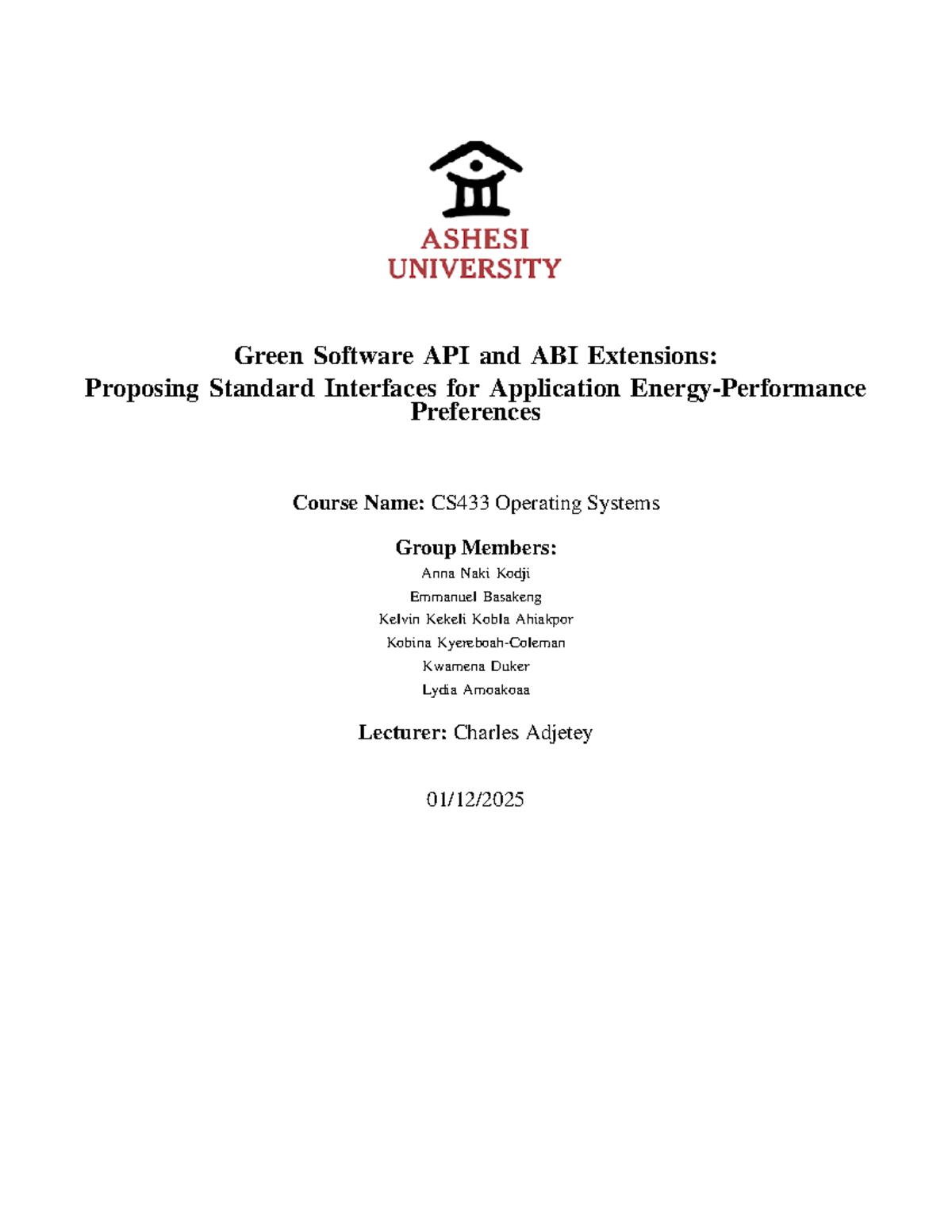 CS433 Final Exam: Green Software API and ABI Extensions for Energy ...