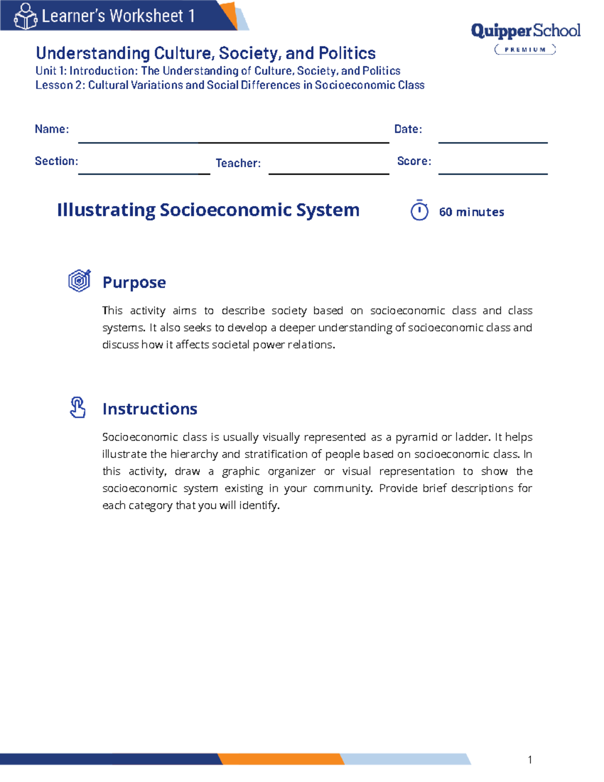 UCSP 11 12 Q1 0102 Lesson 2: Socioeconomic Class Variations and ...