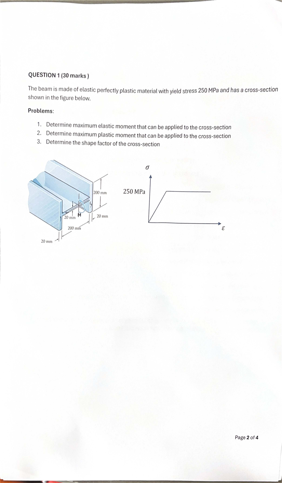 2025 Term 1 Final Exam: Elastic and Plastic Moment Analysis - Studocu