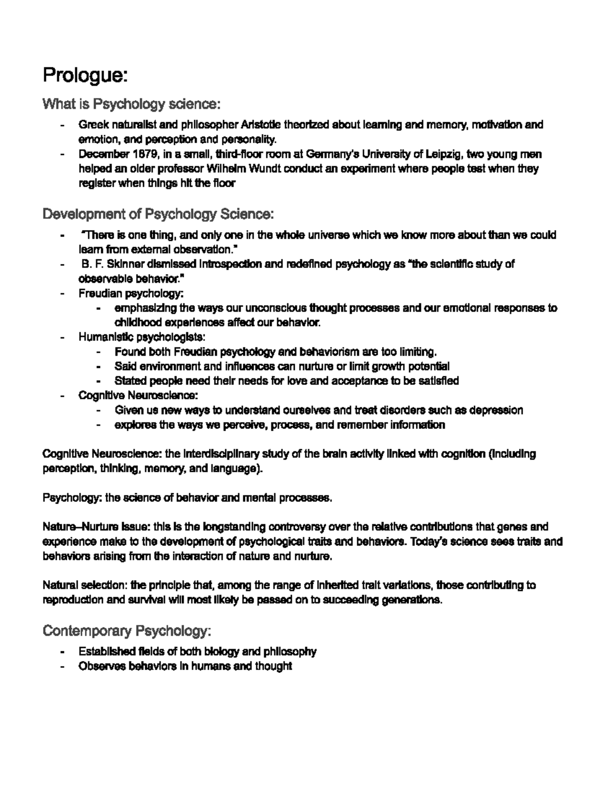 Psychology 101: Chapter 1 Overview and Key Concepts - Studocu