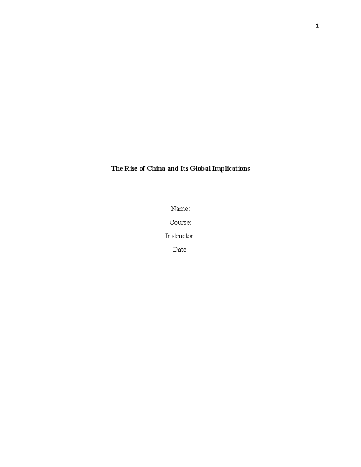 The Rise of China and Its Global Implications: A Comprehensive Analysis ...