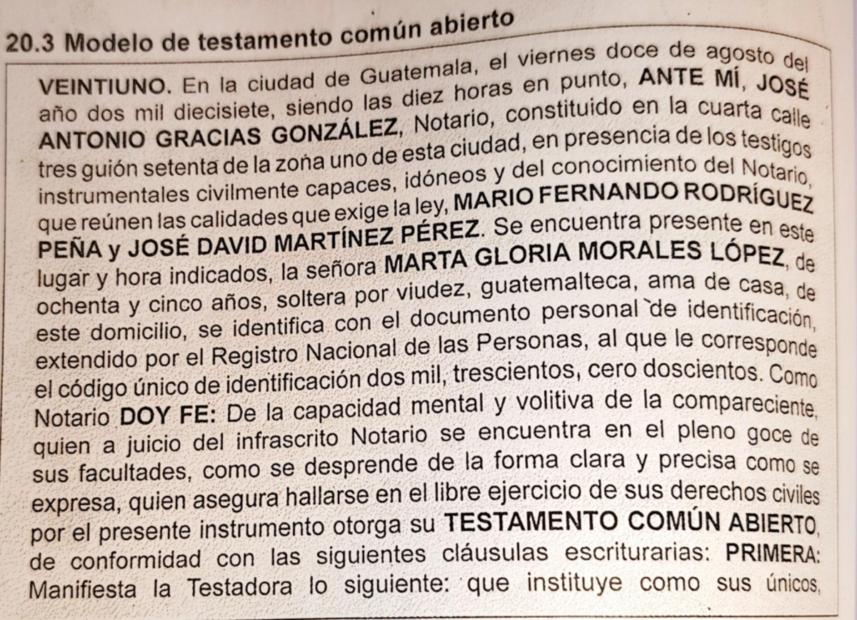 Testamento Común Abierto - Modelo 20.3 en Ciudad VEINTIUNO - Studocu