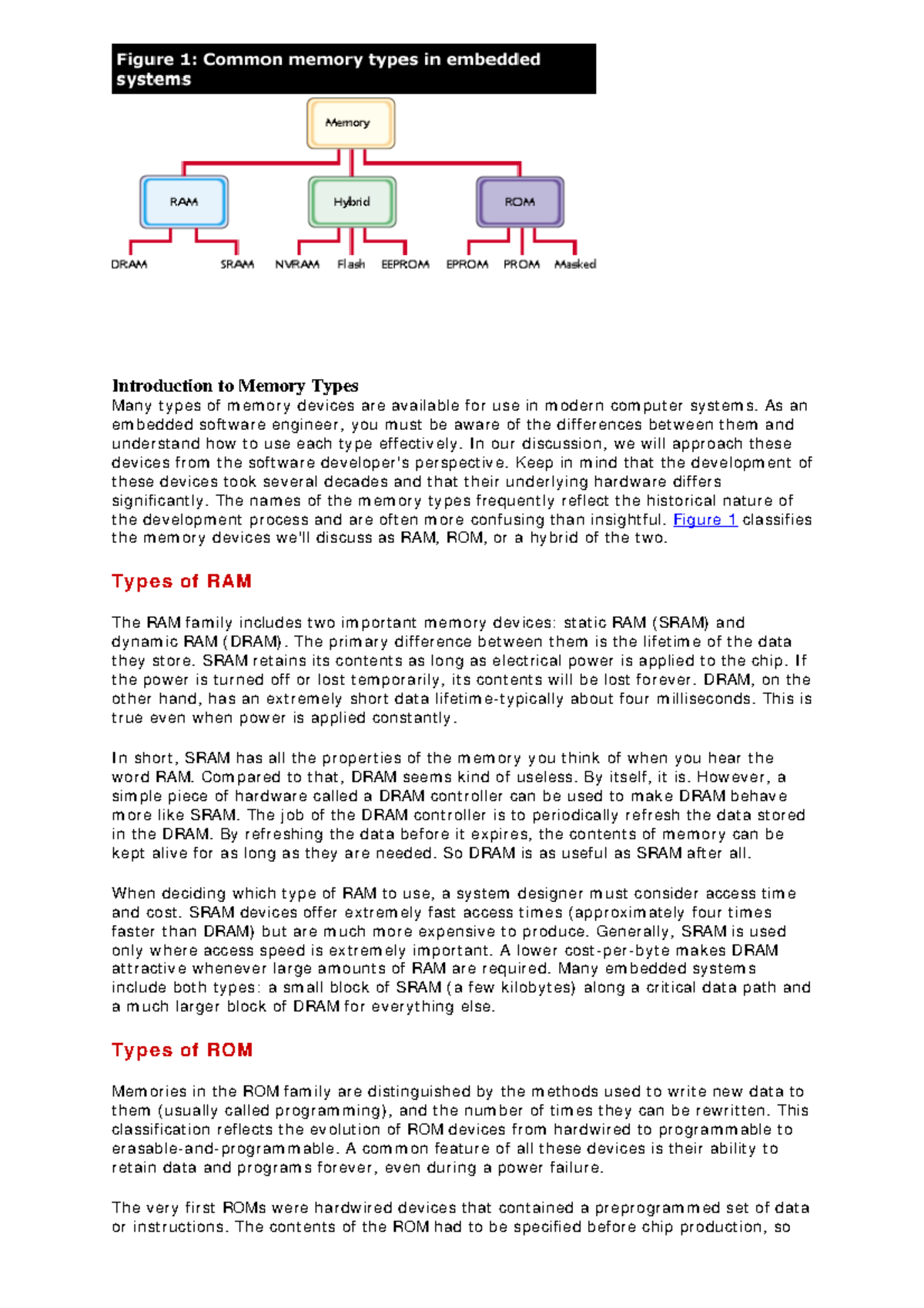 Memories 1 - student notes - Introduction to Memory Types Many types of ...