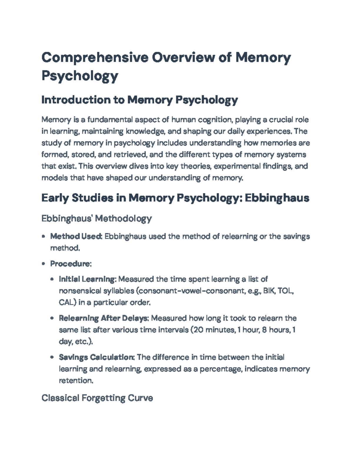 Psychology 101: Comprehensive Overview of Memory Systems and Theories ...