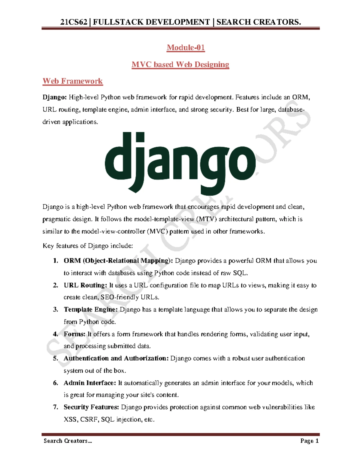 Django Template System Overview - 21CS62 Chapter 4 Insights - Studocu