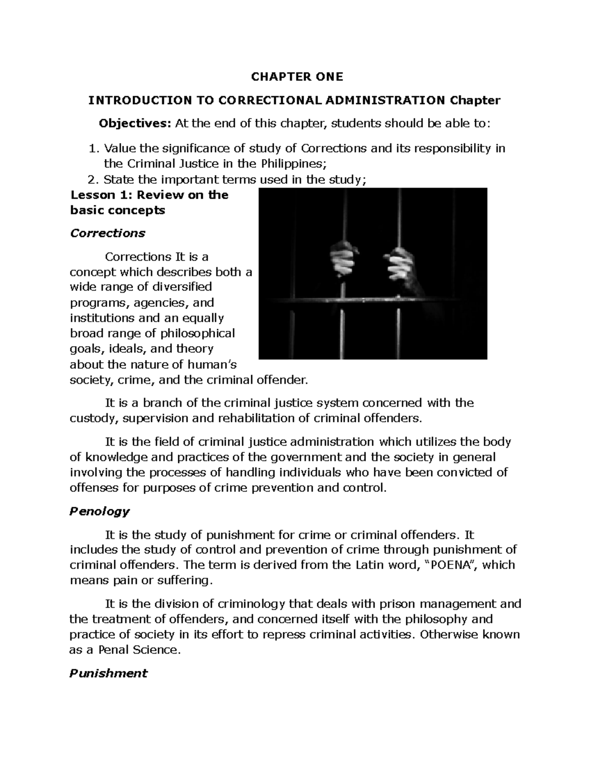 CA3-TCMP Chapter 1: Intro to Correctional Admin & Key Concepts - Studocu